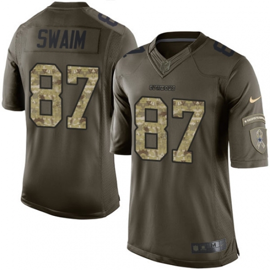 Men's Nike Dallas Cowboys #87 Geoff Swaim Elite Green Salute to Service NFL Jersey Men's Nike Dallas Cowboys #87 Geoff Swaim Elite Green Salute to Service NFL Jersey