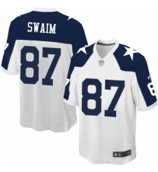Men's Nike Dallas Cowboys #87 Geoff Swaim Game White Throwback Alternate NFL Jersey