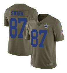 Youth Nike Dallas Cowboys #87 Geoff Swaim Limited Olive 2017 Salute to Service NFL Jersey