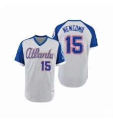 Men's Braves #15 Sean Newcomb Gray Royal 1979 Turn Back the Clock Authentic Jersey