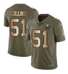 Men's Nike Cleveland Browns #51 Jamie Collins Limited Olive/Gold 2017 Salute to Service NFL Jersey