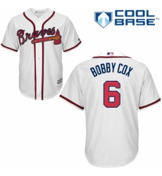 Men's Majestic Atlanta Braves #6 Bobby Cox Replica White Home Cool Base MLB Jersey