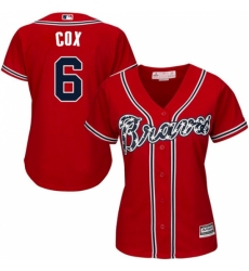 Women's Majestic Atlanta Braves #6 Bobby Cox Replica Red Alternate Cool Base MLB Jersey