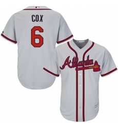 Youth Majestic Atlanta Braves #6 Bobby Cox Replica Grey Road Cool Base MLB Jersey
