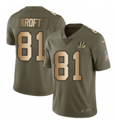 Youth Nike Cincinnati Bengals #81 Tyler Kroft Limited Olive/Gold 2017 Salute to Service NFL Jersey