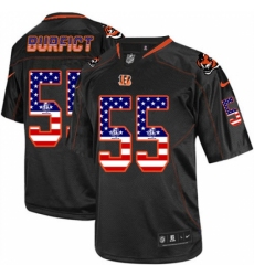 Men's Nike Cincinnati Bengals #55 Vontaze Burfict Elite Black USA Flag Fashion NFL Jersey