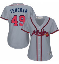 Women's Majestic Atlanta Braves #49 Julio Teheran Replica Grey Road Cool Base MLB Jersey
