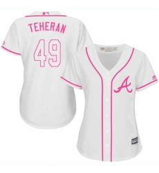 Women's Majestic Atlanta Braves #49 Julio Teheran Replica White Fashion Cool Base MLB Jersey