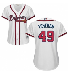 Women's Majestic Atlanta Braves #49 Julio Teheran Replica White Home Cool Base MLB Jersey