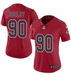 Women's Nike Atlanta Falcons #90 Derrick Shelby Limited Red Rush Vapor Untouchable NFL Jersey