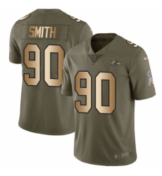 Men's Nike Baltimore Ravens #90 Za Darius Smith Limited Olive Gold Salute to Service NFL Jersey