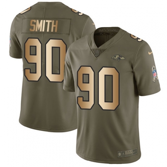 Men's Nike Baltimore Ravens #90 Za Darius Smith Limited Olive Gold Salute to Service NFL Jersey Men's Nike Baltimore Ravens #90 Za Darius Smith Limited Olive Gold Salute to Service NFL Jersey