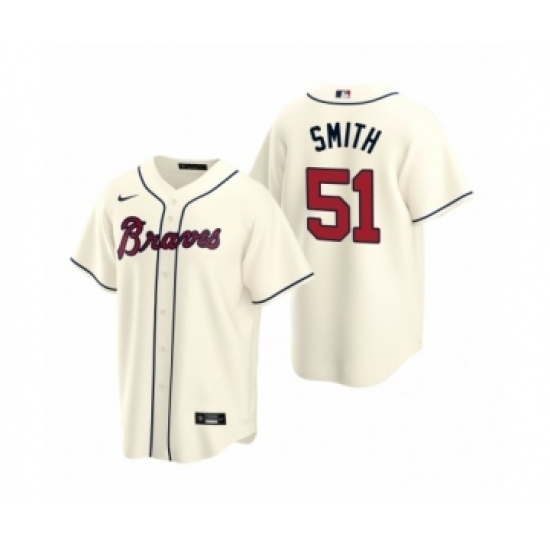 Men's Atlanta Braves #51 Will Smith Nike Cream 2020 Replica Alternate Jersey Men's Atlanta Braves #51 Will Smith Nike Cream 2020 Replica Alternate Jersey