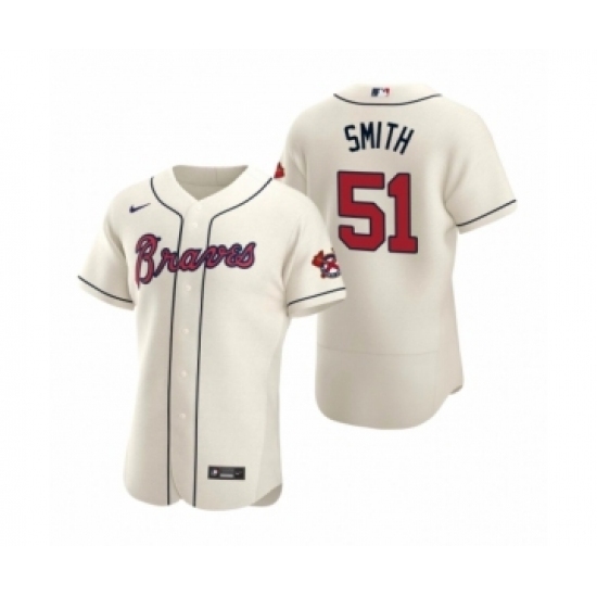 Men's Atlanta Braves #51 Will Smith Nike Cream Authentic 2020 Alternate Jersey Men's Atlanta Braves #51 Will Smith Nike Cream Authentic 2020 Alternate Jersey