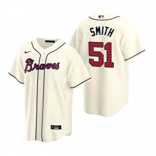 Men's Nike Atlanta Braves #51 Will Smith Cream Alternate Stitched Baseball Jersey Men's Nike Atlanta Braves #51 Will Smith Cream Alternate Stitched Baseball Jersey