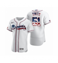 Men's Will Smith Atlanta Braves #51 White 2020 Stars & Stripes 4th of July Jersey
