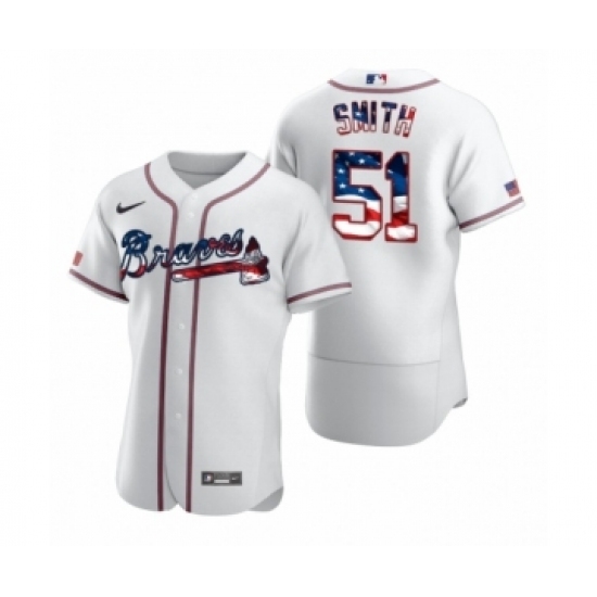 Men's Will Smith Atlanta Braves #51 White 2020 Stars & Stripes 4th of July Jersey Men's Will Smith Atlanta Braves #51 White 2020 Stars & Stripes 4th of July Jersey