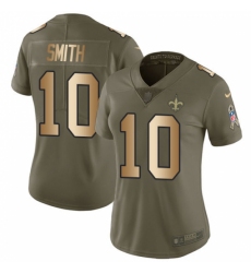 Women's Nike New Orleans Saints #10 Tre'Quan Smith Limited Olive Gold 2017 Salute to Service NFL Jersey