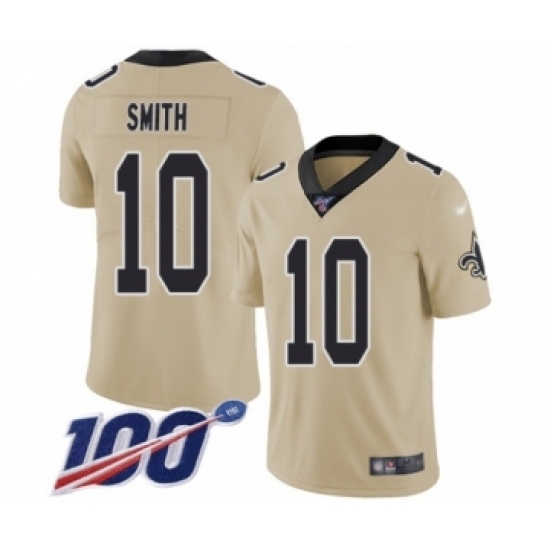 Youth New Orleans Saints #10 TreQuan Smith Limited Gold Inverted Legend 100th Season Football Jersey Youth New Orleans Saints #10 TreQuan Smith Limited Gold Inverted Legend 100th Season Football Jersey