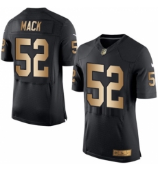 Men's Nike Oakland Raiders #52 Khalil Mack Elite Black/Gold Team Color NFL Jersey