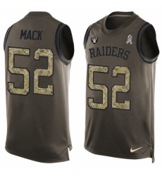 Men's Nike Oakland Raiders #52 Khalil Mack Limited Green Salute to Service Tank Top NFL Jersey
