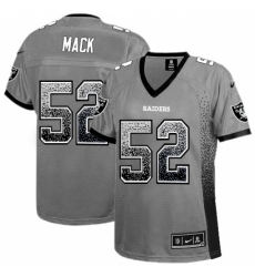Women's Nike Oakland Raiders #52 Khalil Mack Elite Grey Drift Fashion NFL Jersey