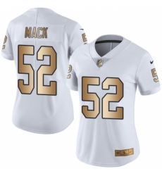 Women's Nike Oakland Raiders #52 Khalil Mack Limited White/Gold Rush NFL Jersey