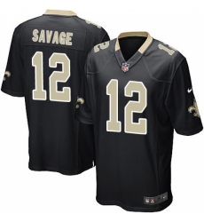 Men's Nike New Orleans Saints #12 Tom Savage Game Black Team Color NFL Jersey