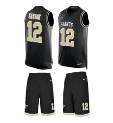 Men's Nike New Orleans Saints #12 Tom Savage Limited Black Tank Top Suit NFL Jersey