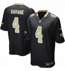 Men's Nike New Orleans Saints #4 Tom Savage Game Black Team Color NFL Jersey