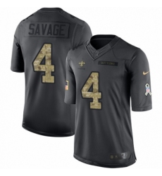 Men's Nike New Orleans Saints #4 Tom Savage Limited Black 2016 Salute to Service NFL Jersey