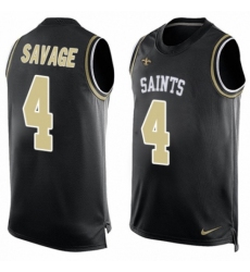 Men's Nike New Orleans Saints #4 Tom Savage Limited Black Player Name & Number Tank Top NFL Jersey