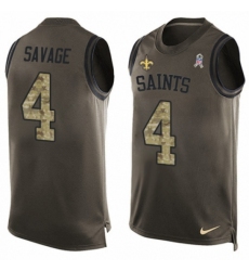 Men's Nike New Orleans Saints #4 Tom Savage Limited Green Salute to Service Tank Top NFL Jersey