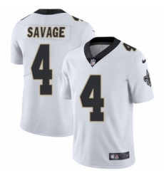 Men's Nike New Orleans Saints #4 Tom Savage White Vapor Untouchable Limited Player NFL Jersey