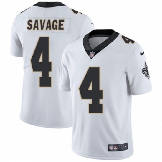 Men's Nike New Orleans Saints #4 Tom Savage White Vapor Untouchable Limited Player NFL Jersey Men's Nike New Orleans Saints #4 Tom Savage White Vapor Untouchable Limited Player NFL Jersey