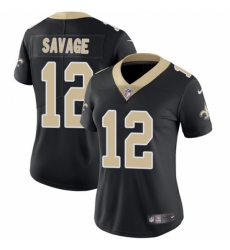 Women's Nike New Orleans Saints #12 Tom Savage Black Team Color Vapor Untouchable Limited Player NFL Jersey