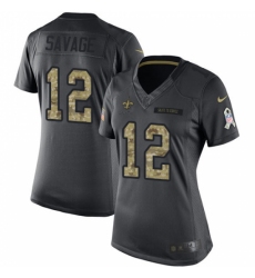 Women's Nike New Orleans Saints #12 Tom Savage Limited Black 2016 Salute to Service NFL Jersey