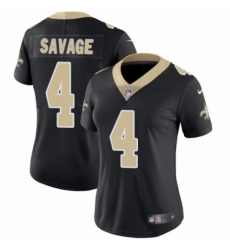 Women's Nike New Orleans Saints #4 Tom Savage Black Team Color Vapor Untouchable Limited Player NFL Jersey