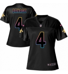Women's Nike New Orleans Saints #4 Tom Savage Game Black Fashion NFL Jersey