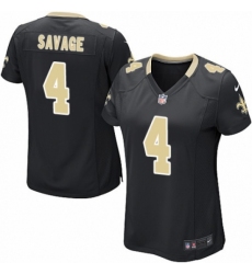 Women's Nike New Orleans Saints #4 Tom Savage Game Black Team Color NFL Jersey