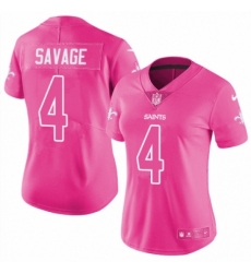 Women's Nike New Orleans Saints #4 Tom Savage Limited Pink Rush Fashion NFL Jersey