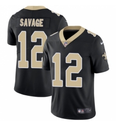 Youth Nike New Orleans Saints #12 Tom Savage Black Team Color Vapor Untouchable Limited Player NFL Jersey