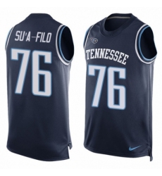 Men's Nike Tennessee Titans #76 Xavier Su'a-Filo Limited Navy Blue Player Name & Number Tank Top NFL Jersey