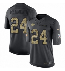 Men's Nike Kansas City Chiefs #24 Will Redmond Limited Black 2016 Salute to Service NFL Jersey