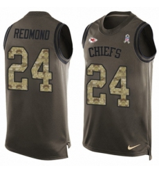 Men's Nike Kansas City Chiefs #24 Will Redmond Limited Green Salute to Service Tank Top NFL Jersey