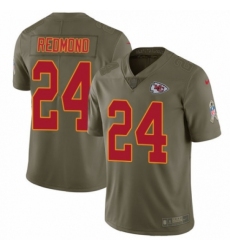 Men's Nike Kansas City Chiefs #24 Will Redmond Limited Olive 2017 Salute to Service NFL Jersey