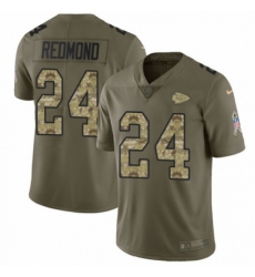 Men's Nike Kansas City Chiefs #24 Will Redmond Limited Olive/Camo 2017 Salute to Service NFL Jersey