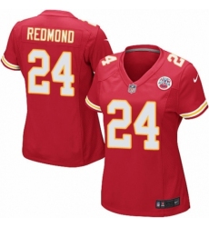 Women's Nike Kansas City Chiefs #24 Will Redmond Game Red Team Color NFL Jersey