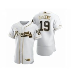 Men's Atlanta Braves #19 Shane Greene Nike White Authentic Golden Edition Jersey