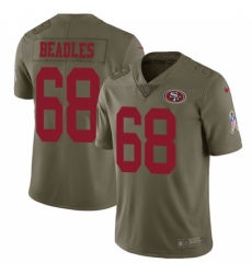 Men's Nike San Francisco 49ers #68 Zane Beadles Limited Olive 2017 Salute to Service NFL Jersey